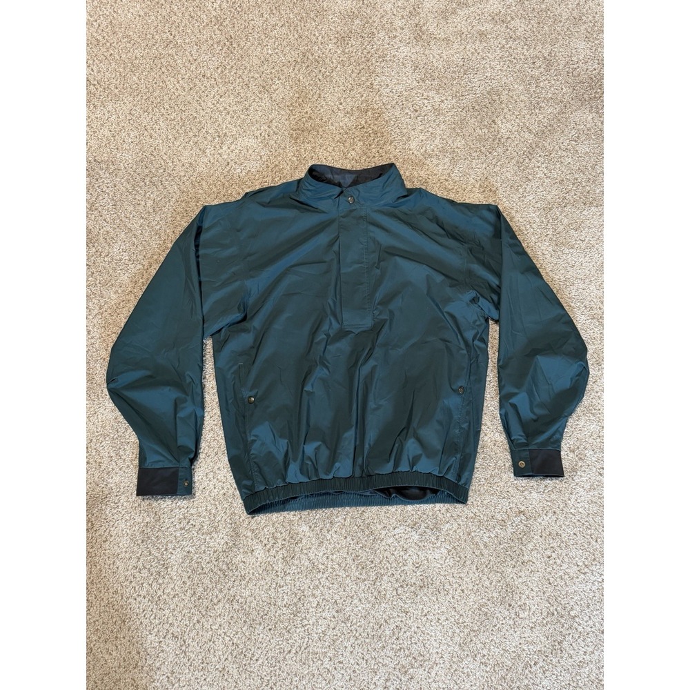 Footjoy Dryjoy Jacket Mens Medium Green Windbreaker Golfing Outdoors Quarter Zip